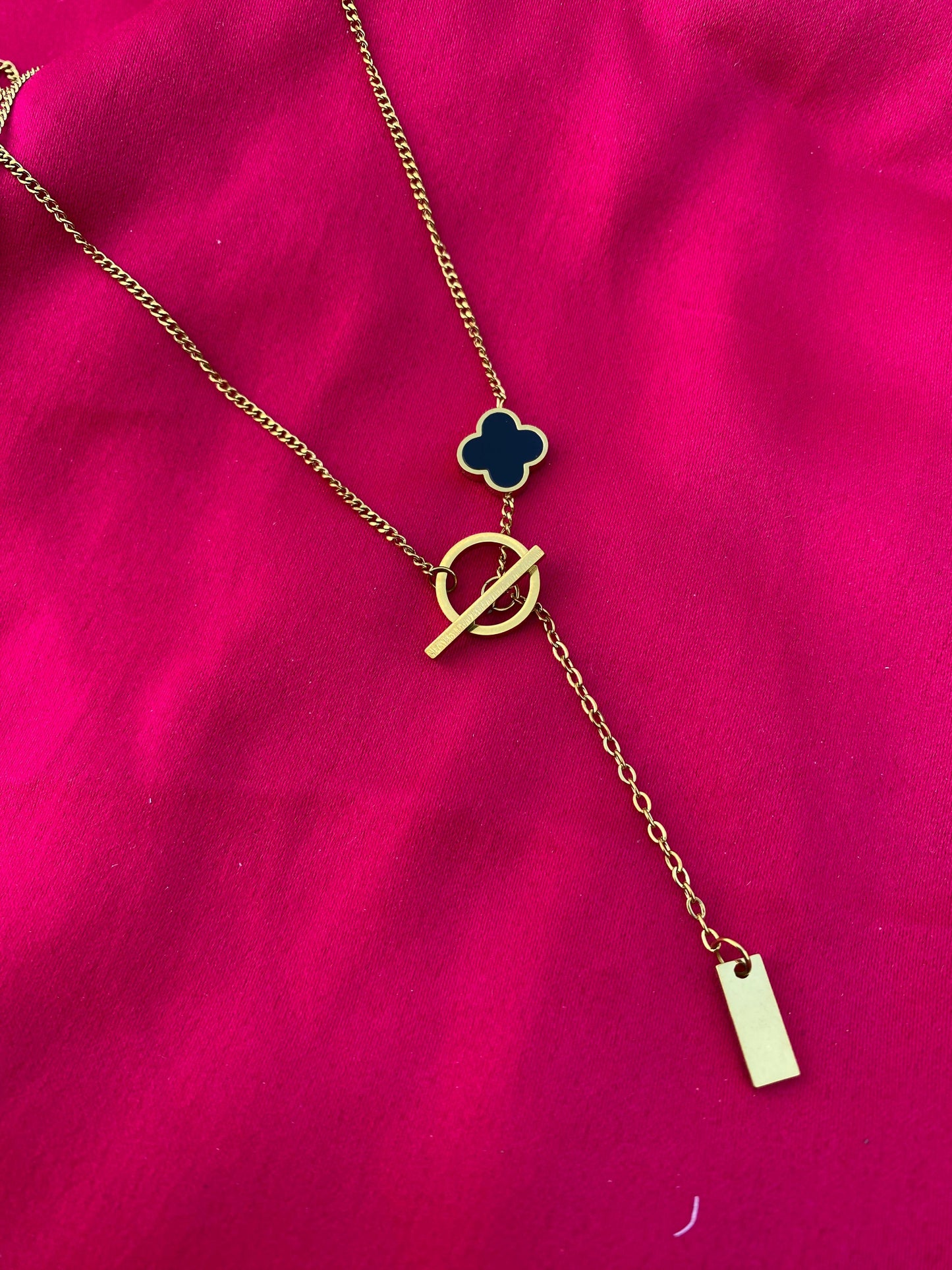 Stainless Steel Clover Charm Layered Necklace