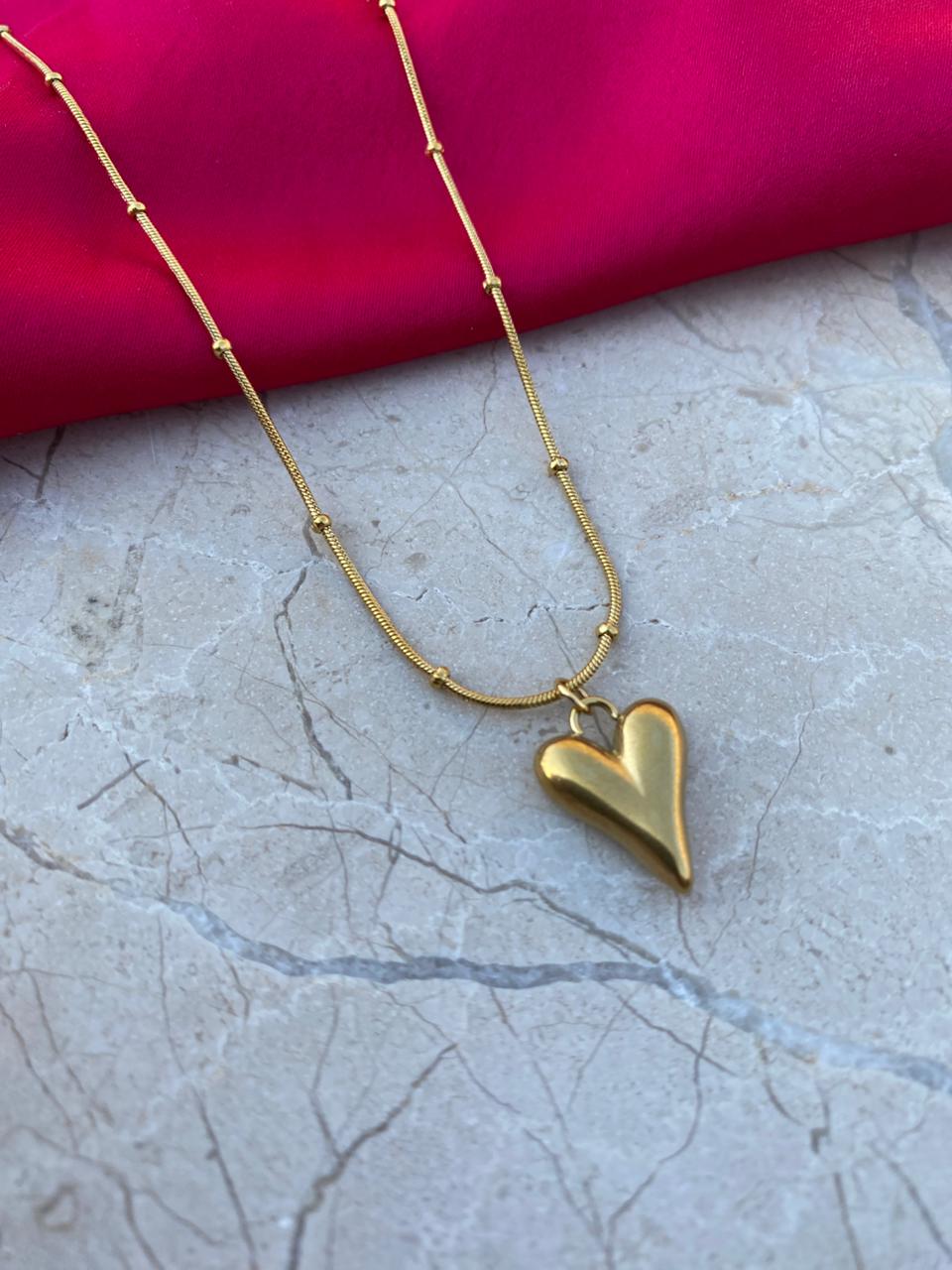 Anti Tarnish Heart Pendant Necklace