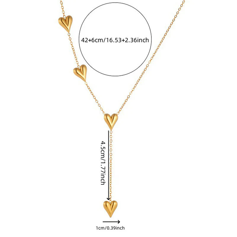 Anti Tarnish Heart Pendant Long Necklace