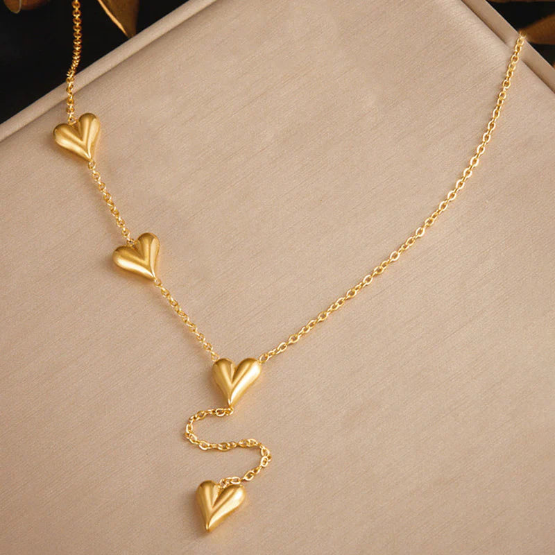 Anti Tarnish Heart Pendant Long Necklace