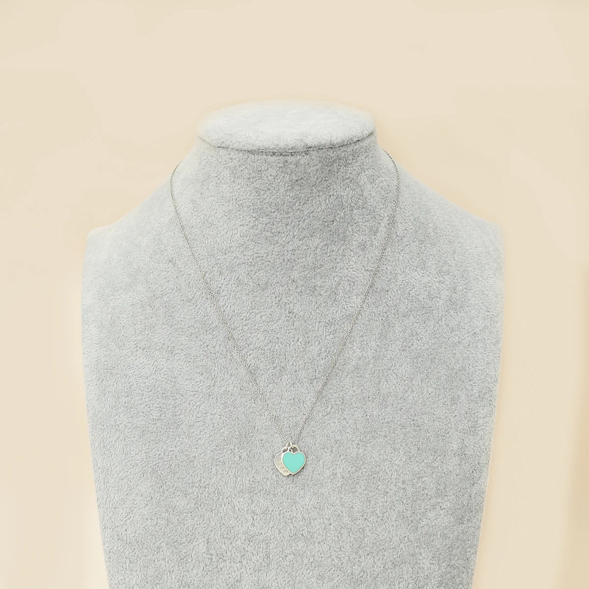 Tiffany & Co. Blue Mini Double Heart Tag Pendant Necklace