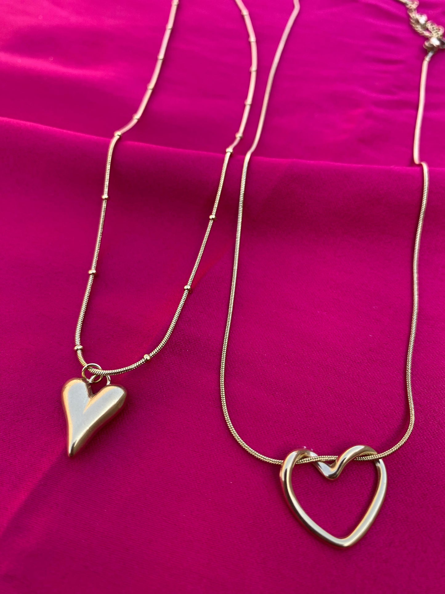 Gold Plated Hollow Heart Stainless Steel Pendant Necklace