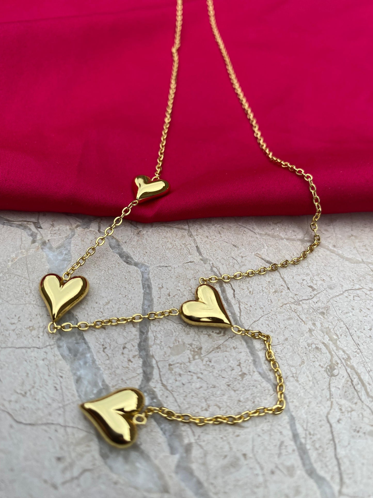 Anti Tarnish Heart Pendant Long Necklace