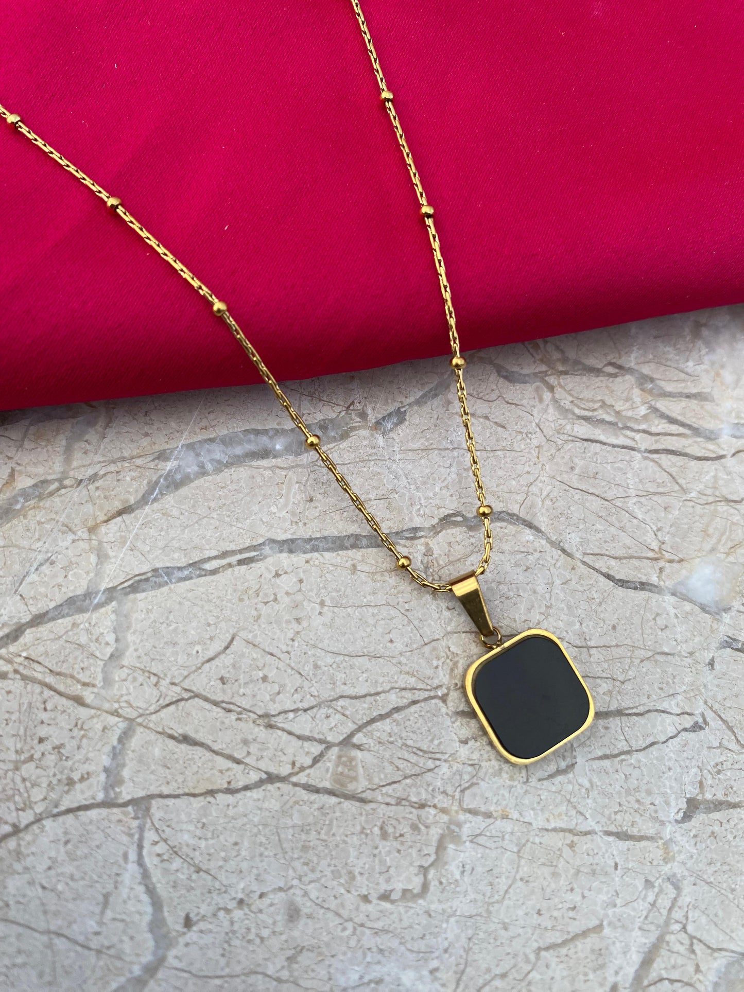 Double Sided Square Pendant stainless steel