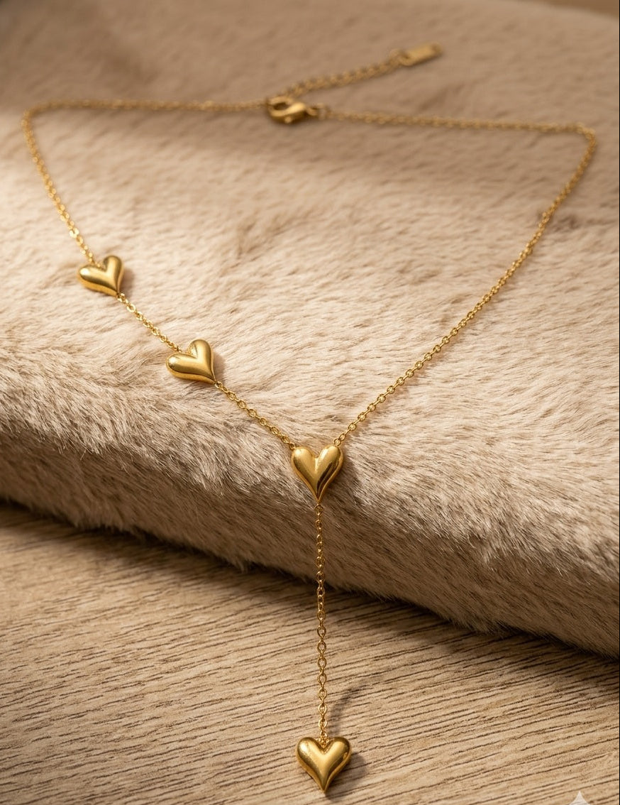 Anti Tarnish Heart Pendant Long Necklace