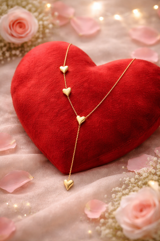 Anti Tarnish Heart Pendant Long Necklace